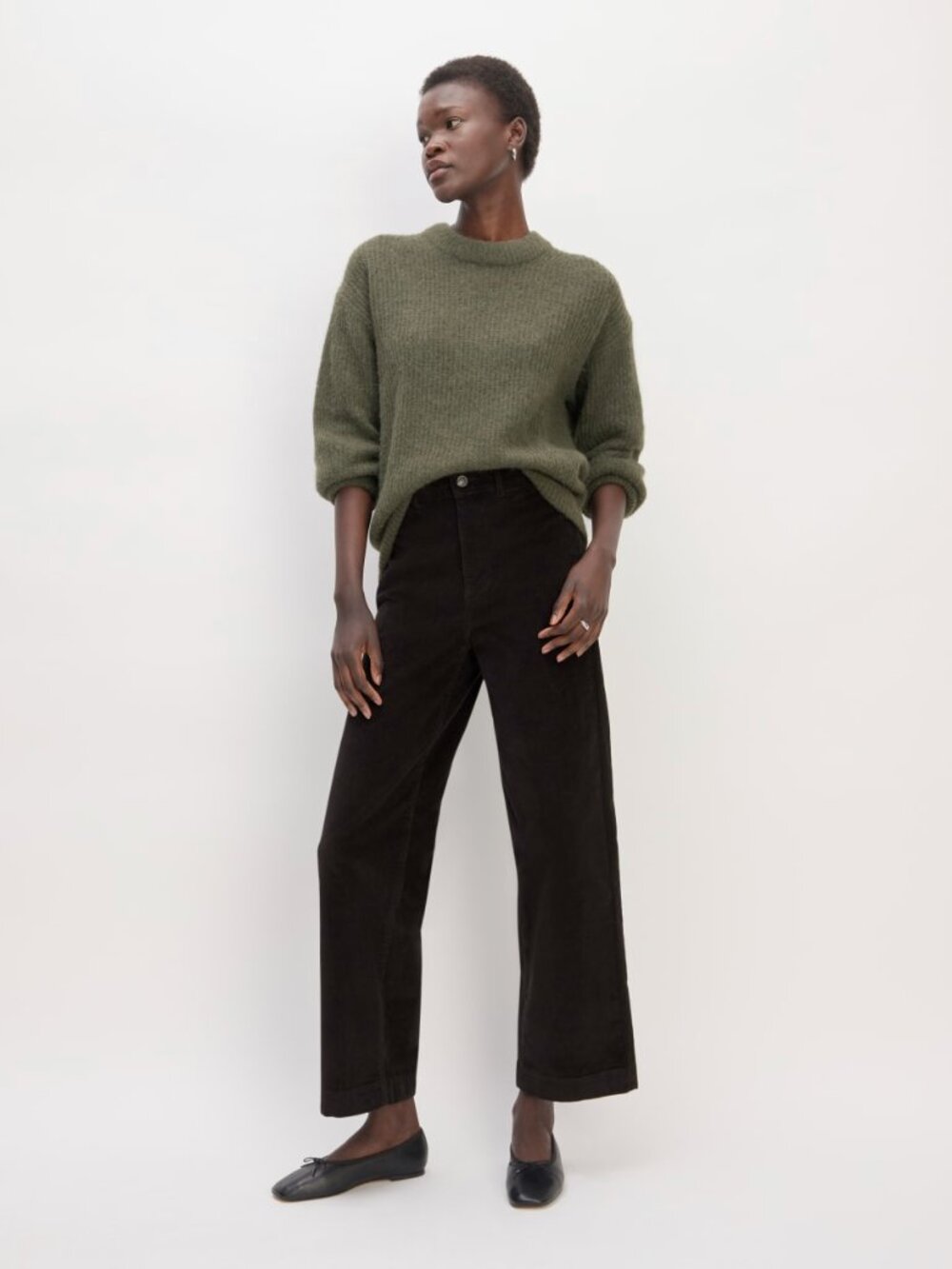 EVERLANE CBK 90s Corduroy Wide-Leg Pant BLACK SIZE 4